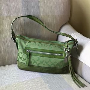 Green Coach signature shoulder bag